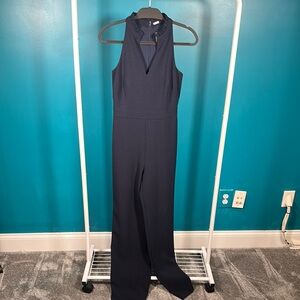 Vince Camuto Blue Jumpsuit with V-Neckline and Tailored Fit